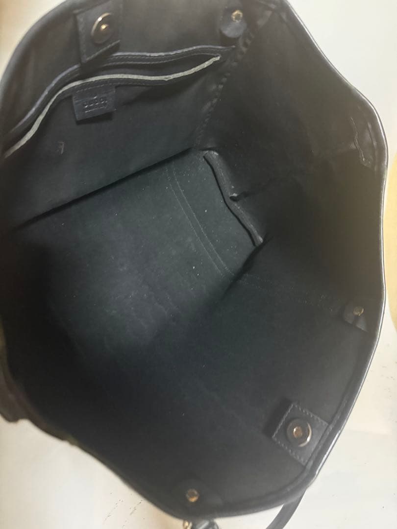 GUCCI トートバッグ　GG柄　クリスタル　レザー　ネイビー