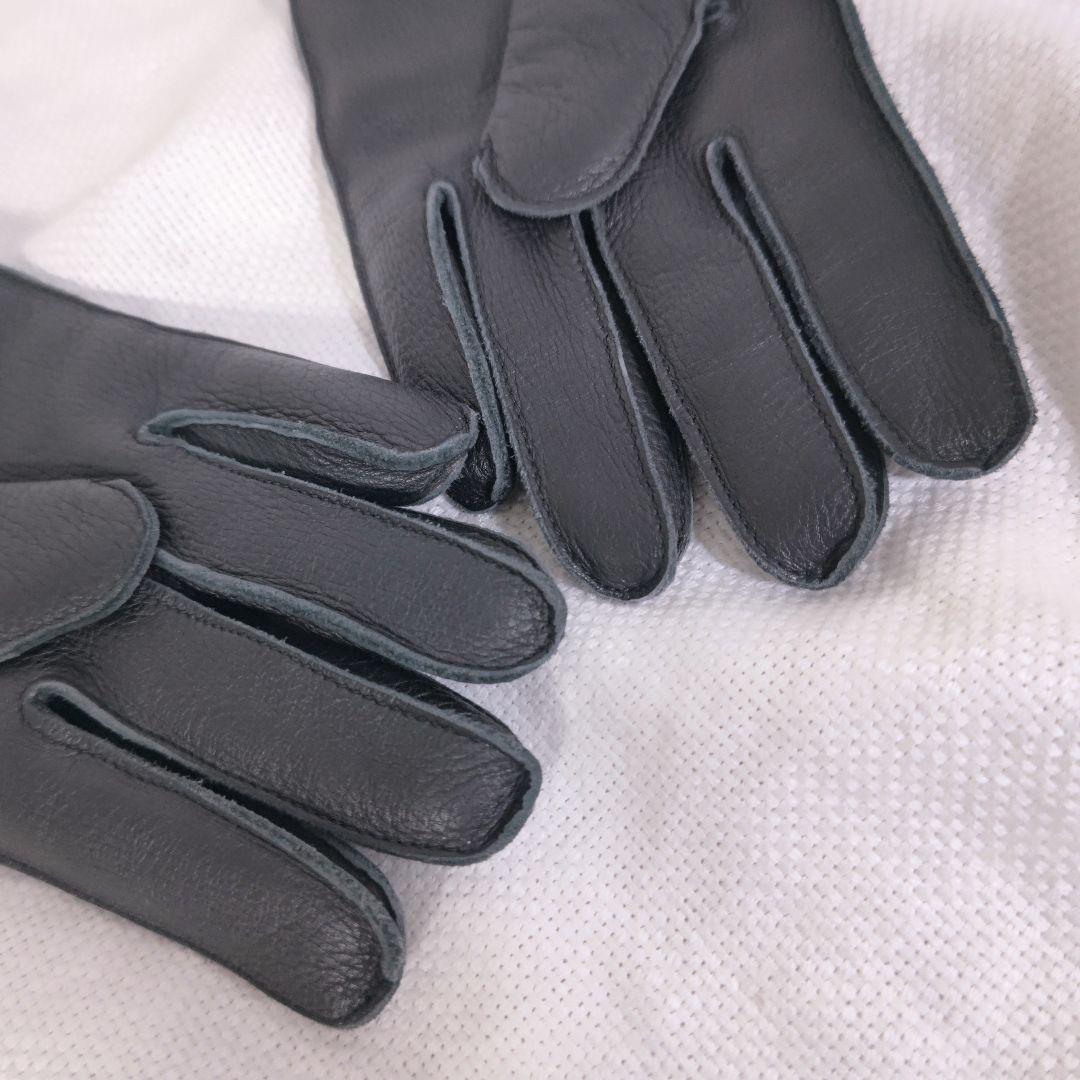 ダンヒルdunhillカシミヤライニングディアスキンレザー手袋グローブ黒ブラック