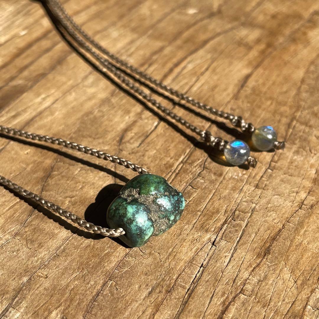 チベタン オールドターコイズ ＊ マクラメネックレス