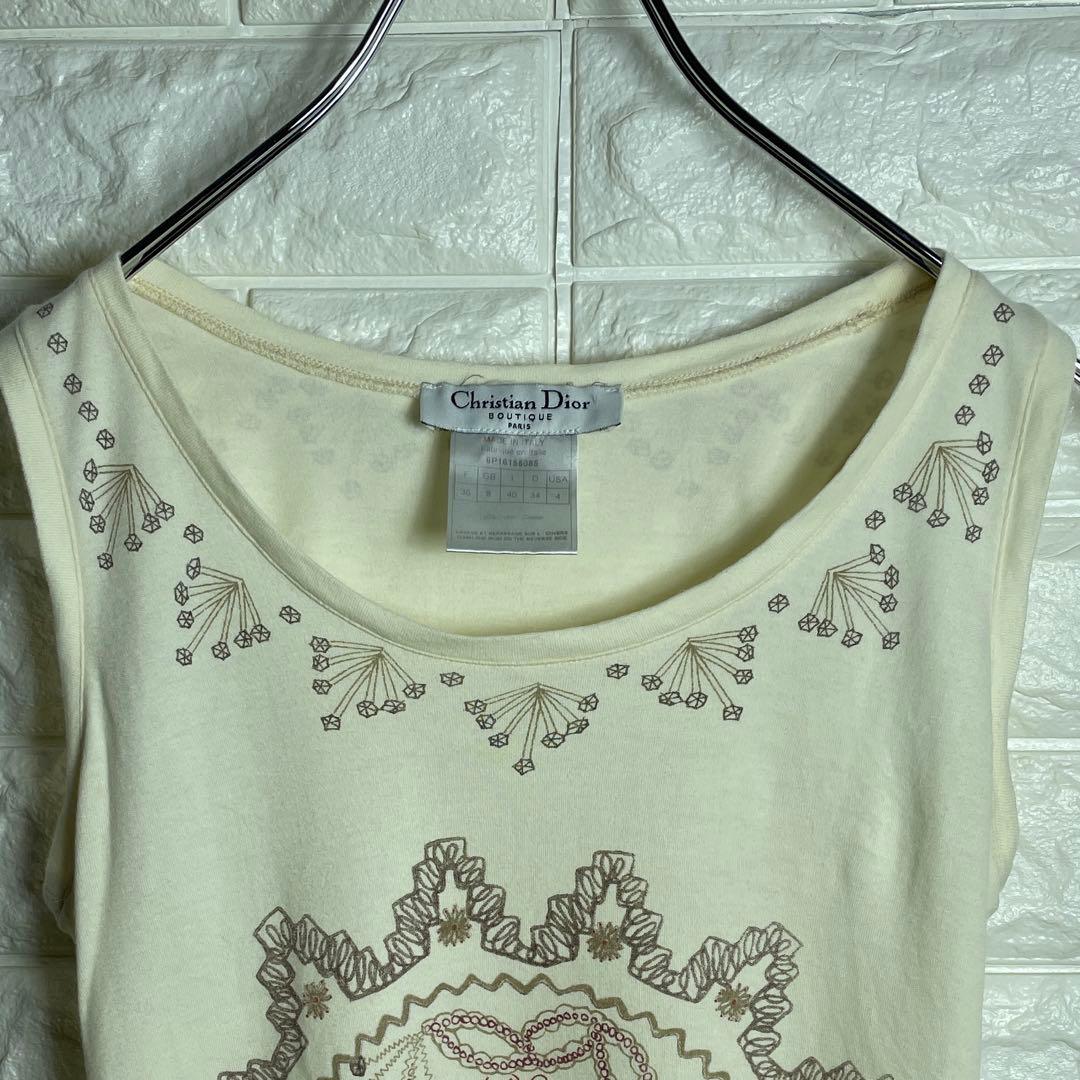 イタリア製Christian Diorディオール/レディスタンクトップ/ベージュ