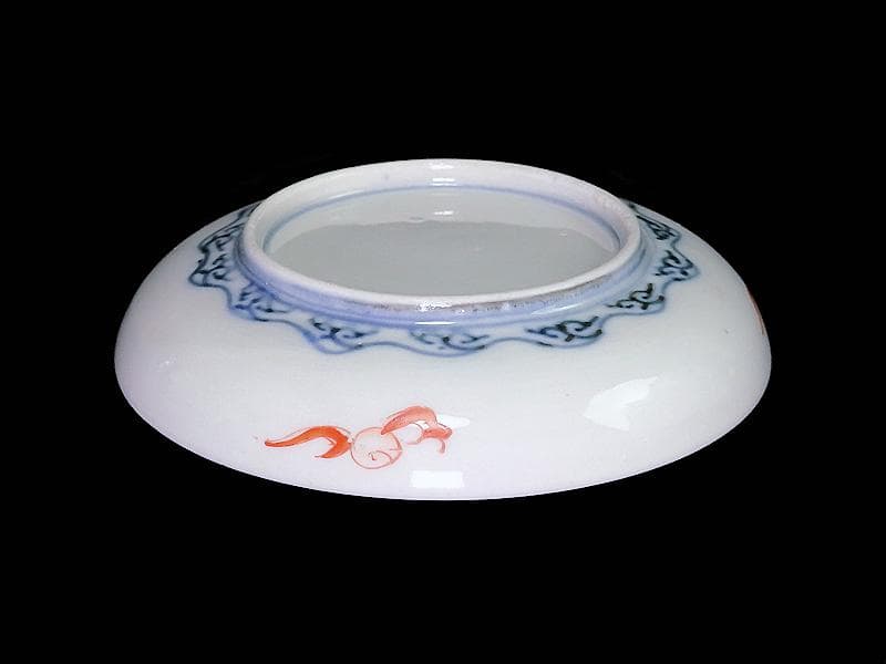 古伊万里　金襴手　紅葉に鳥居　花鳥紋の図　５寸皿　３枚　E549AS-COc