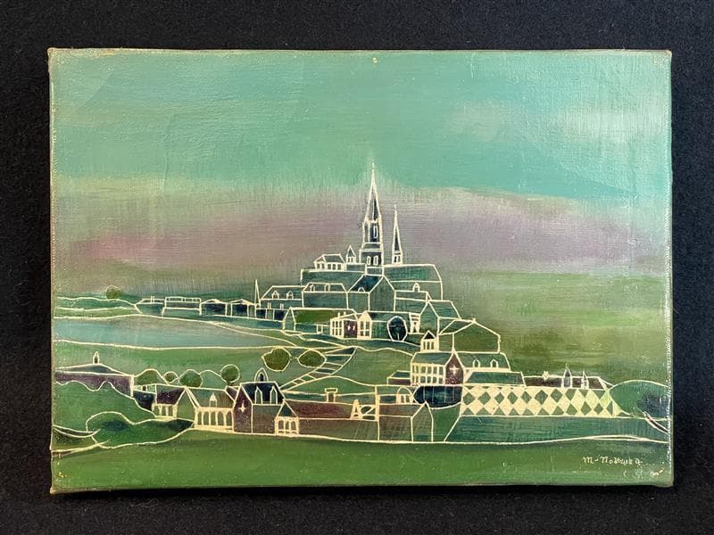 「真作」作者不明　風景画　油彩画　額装　サイン有り　SM号