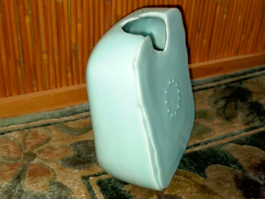 ♥林秀行♥　青磁　♥　扁壷　♥　花瓶　花器　共箱付き　花入れ　走泥社　前衛陶芸