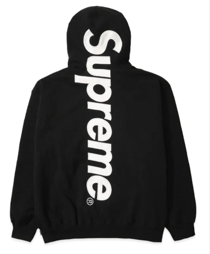 k*f様 【新品】【XLサイズ】未使用 ブラック パーカー　背面ロゴ　アップリケ