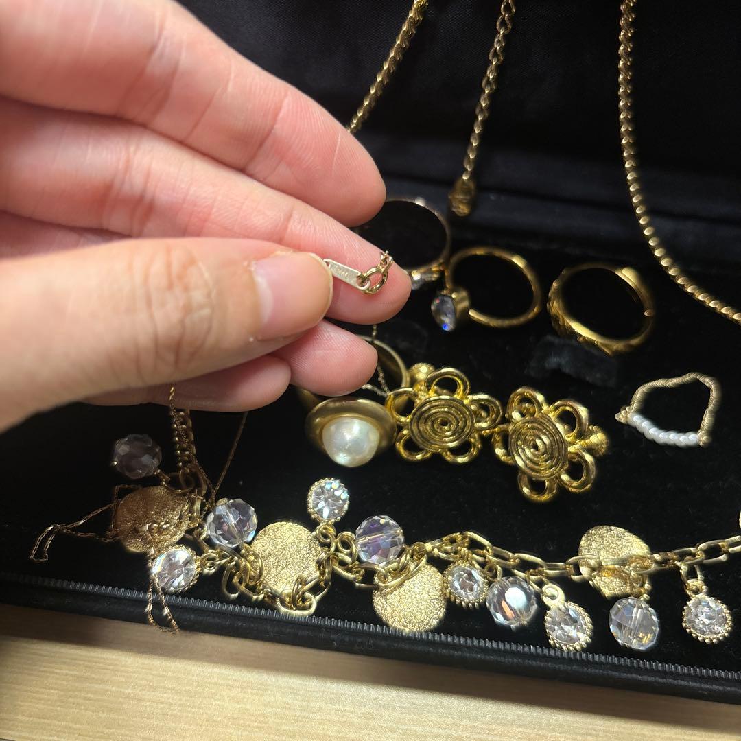 遺品生前整理アクセサリーセットまとめ売りK10など K18チェーンリング