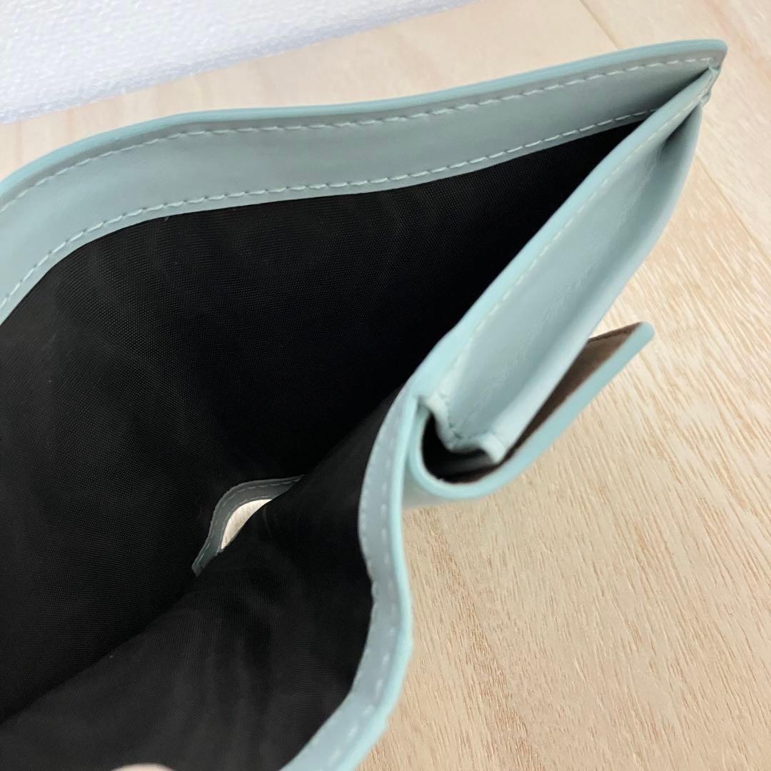 極美品✨FURLA フルラ 二つ折り財布 ミニ財布 ライトブルー 水色 ゴールド