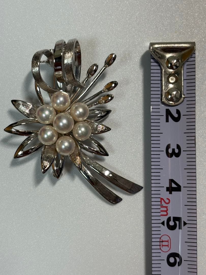 田崎真珠 TASAKI パール付きシルバーブローチ