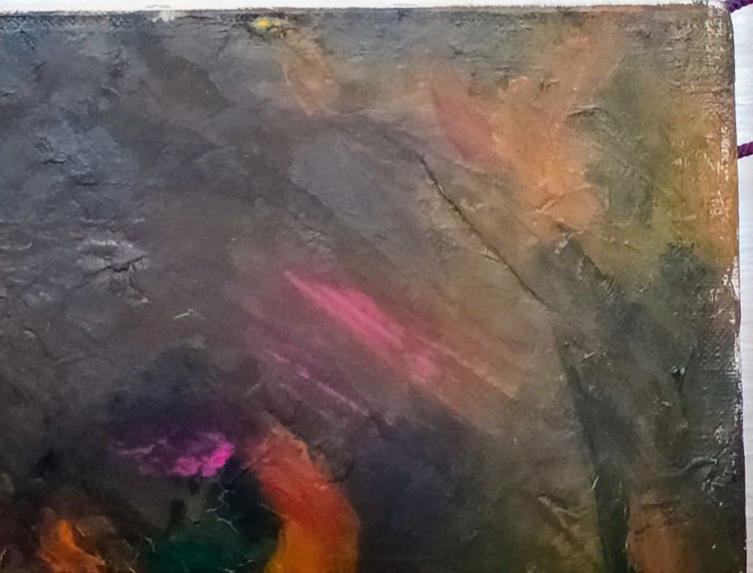 「柿図」油彩 F6 サイン有りKoiso