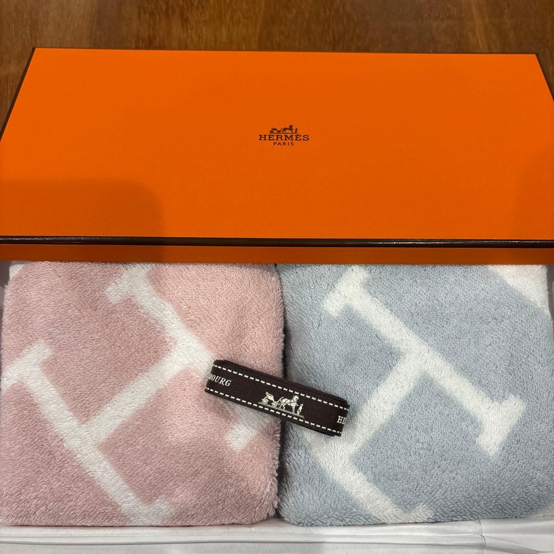 HERMES タオルハンカチセット ピンク ブルー