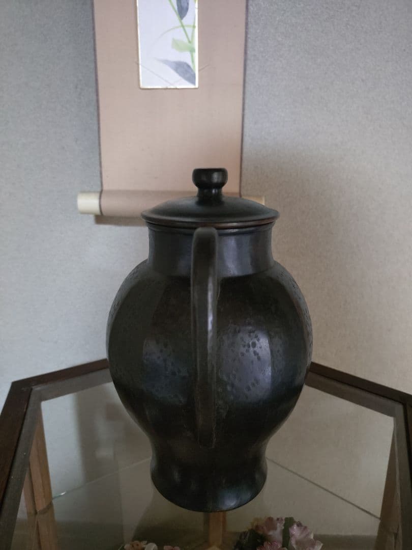 玉川堂　墨黒コーヒーポット水柱やかん美品