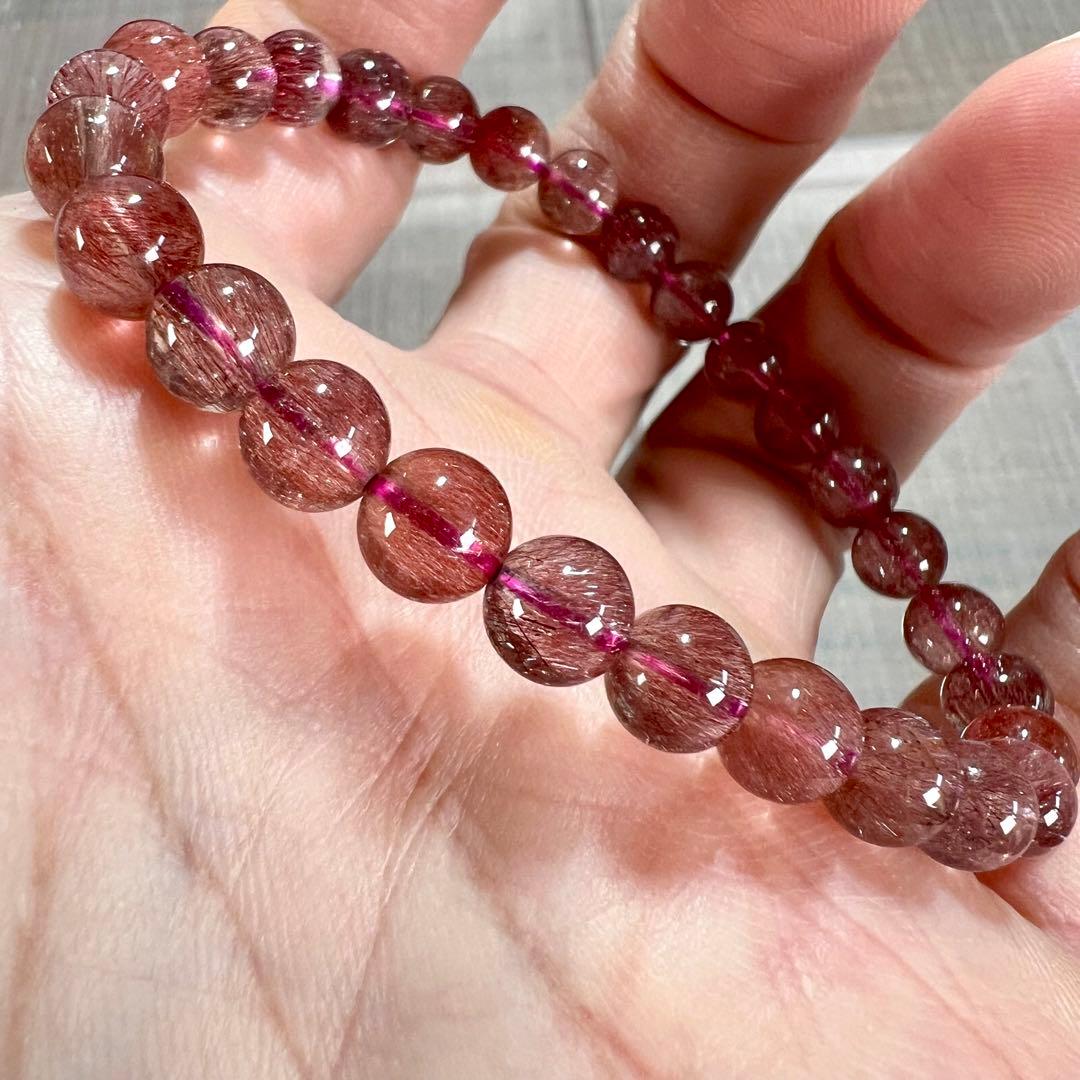 最高級　スーパーセブンブレスレット　レッドレピドクロサイトインクォーツ