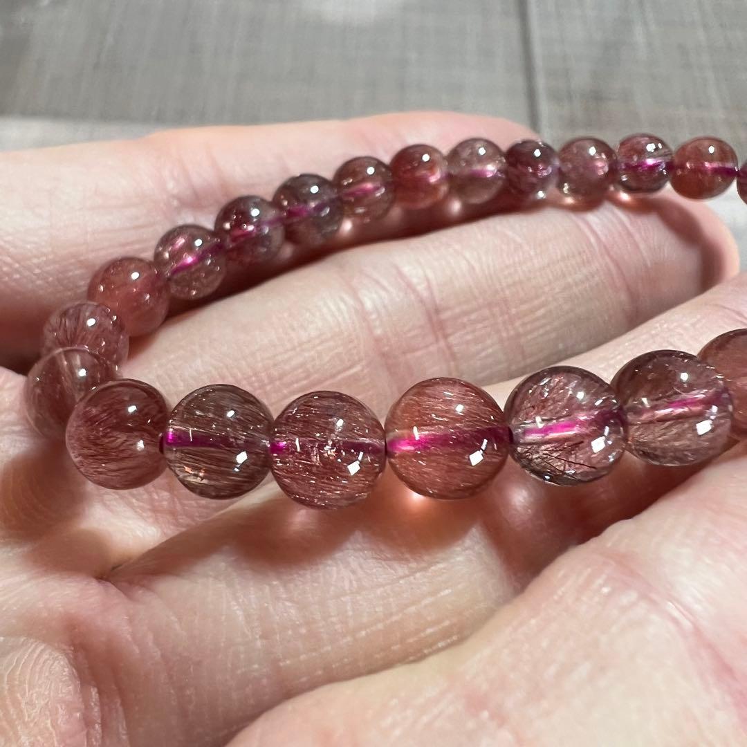 最高級　スーパーセブンブレスレット　レッドレピドクロサイトインクォーツ