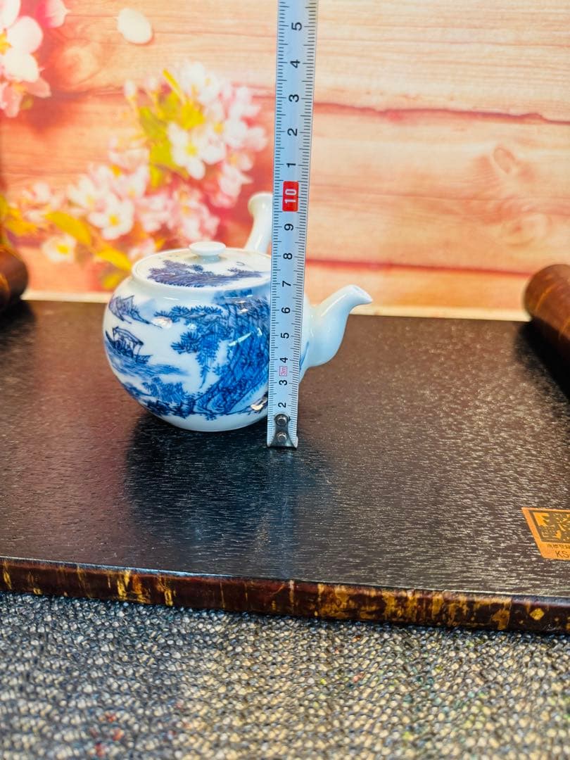 平安春峰 山水 赤壁賦 名工 茶碗 急須 茶道具 骨董品 染付