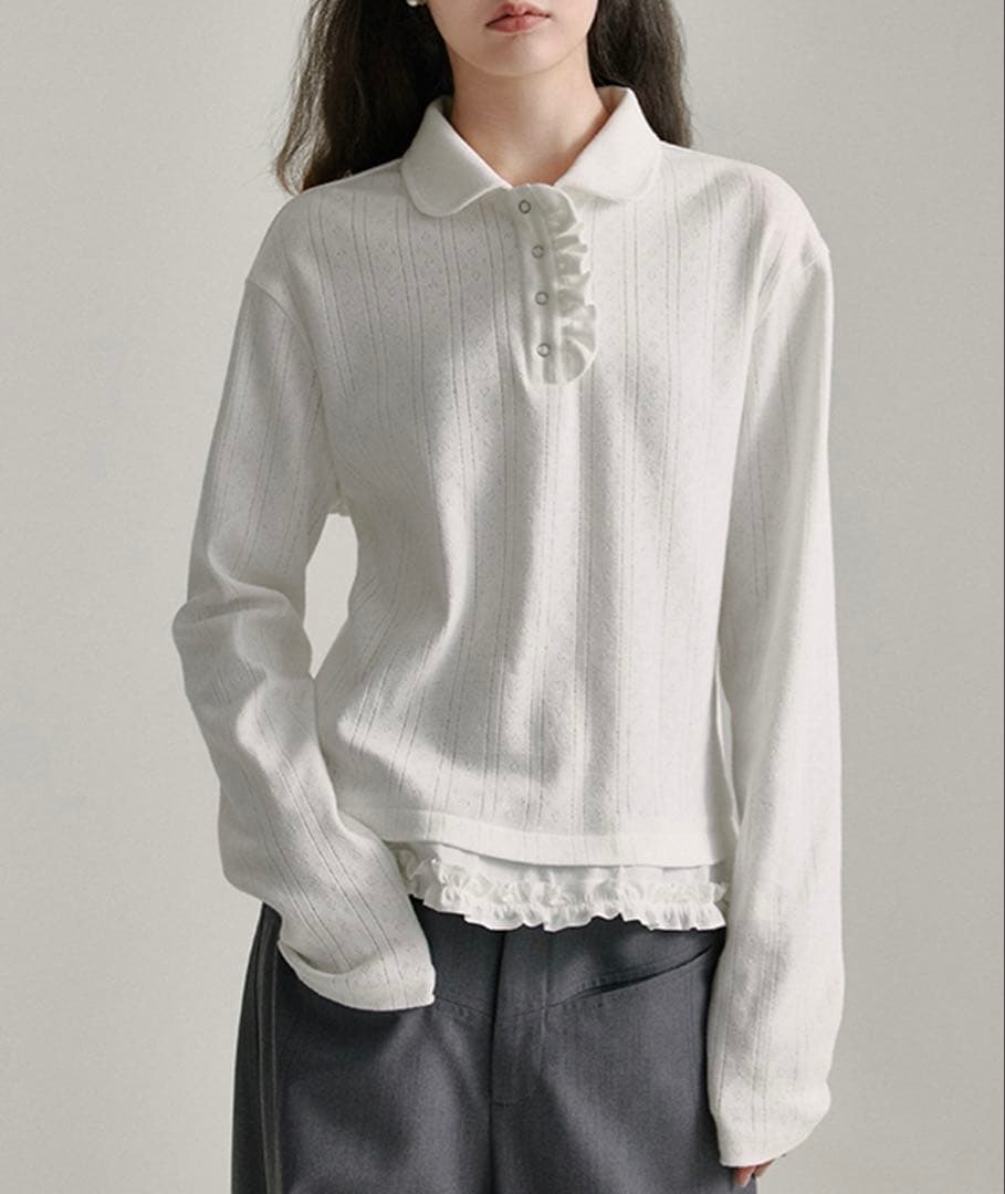 Fano Studios フリル ニット ポロシャツ