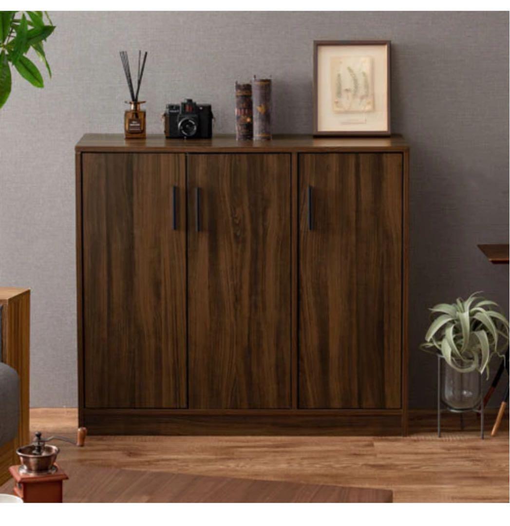 ダークブラウン 3扉収納キャビネット