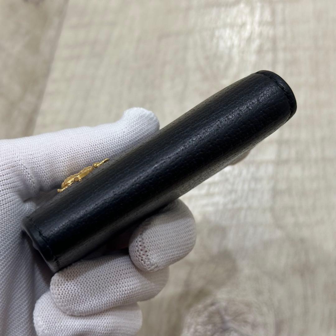 GUCCI アニマリエ 6連キーケース メタルビー レザー ブラック