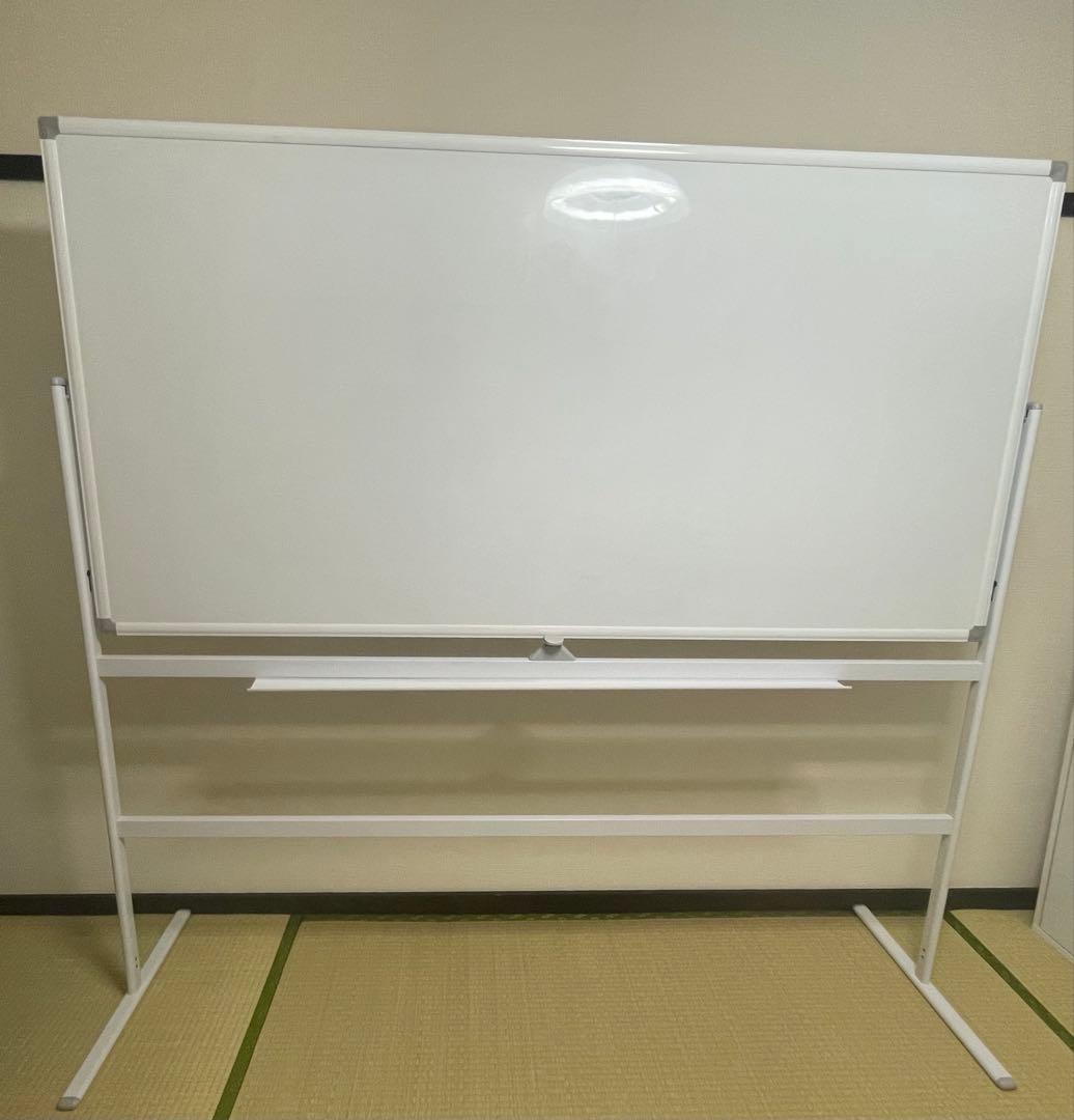 【送料込】SKK 大型ホワイトボード 両面1800×900 回転式キャスター付き