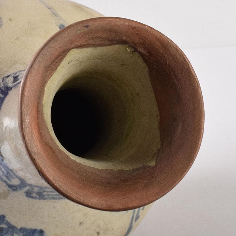 朝鮮美術　李朝　高麗白磁　染付花文　鶴首瓶　V　R8025C