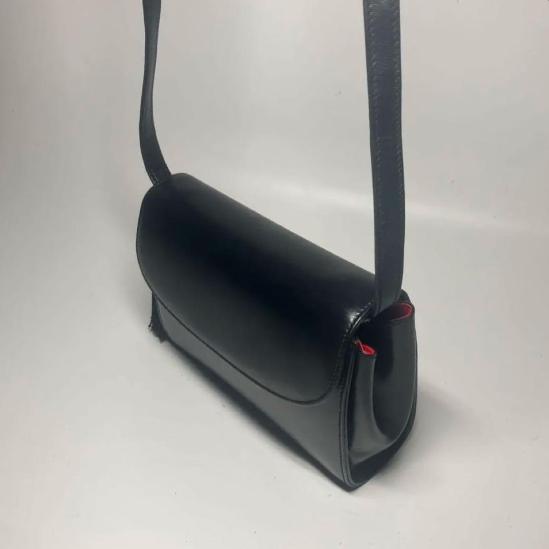 希少Gucci レザーショルダーバッグ ブラック オールドグッチ レアフォーマル