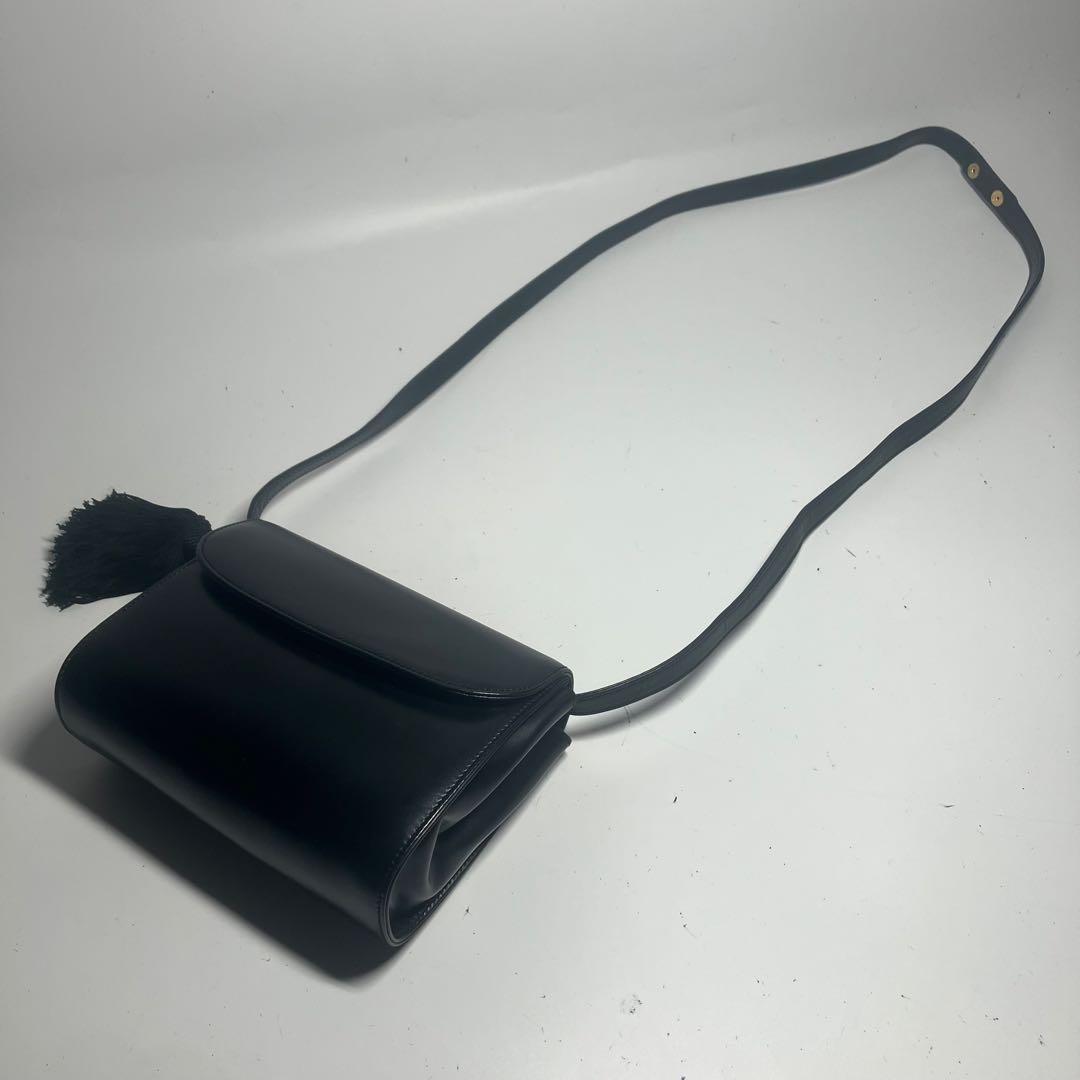 希少Gucci レザーショルダーバッグ ブラック オールドグッチ レアフォーマル