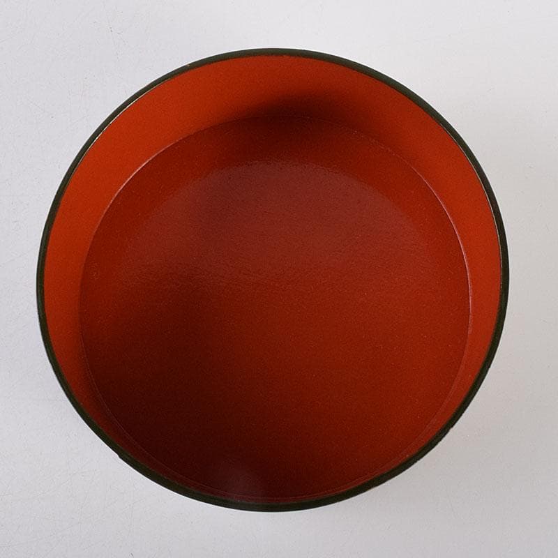 漆匠　川端近左造　青漆糸目丸菓子器　共箱　N　7044