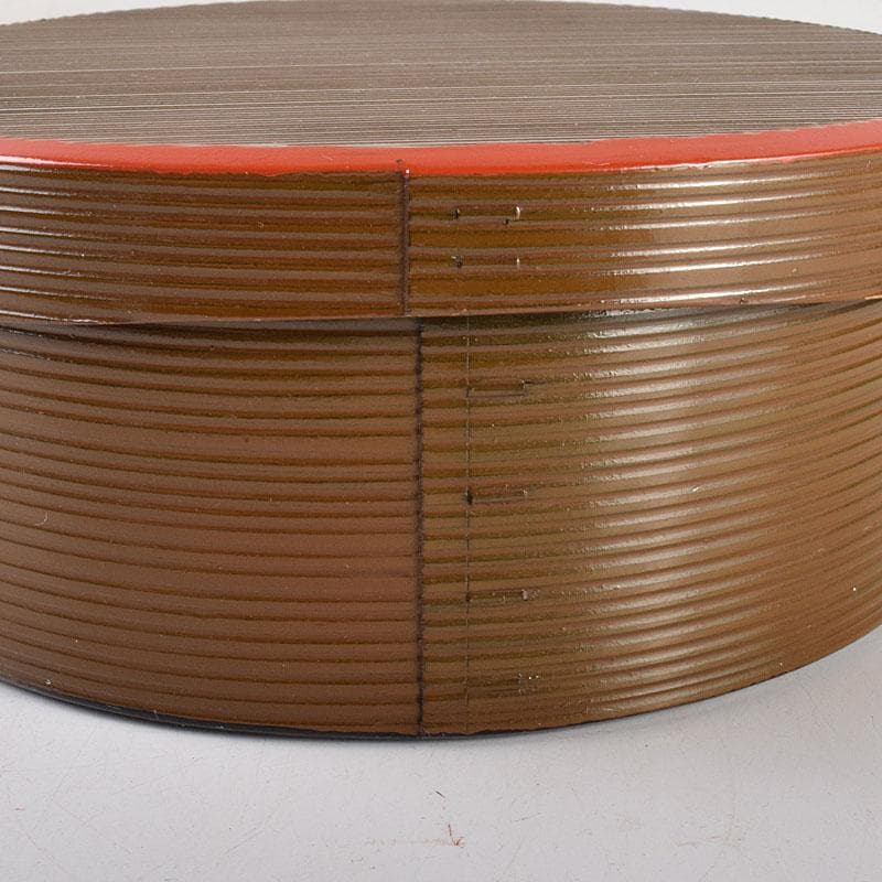 漆匠　川端近左造　青漆糸目丸菓子器　共箱　N　7044