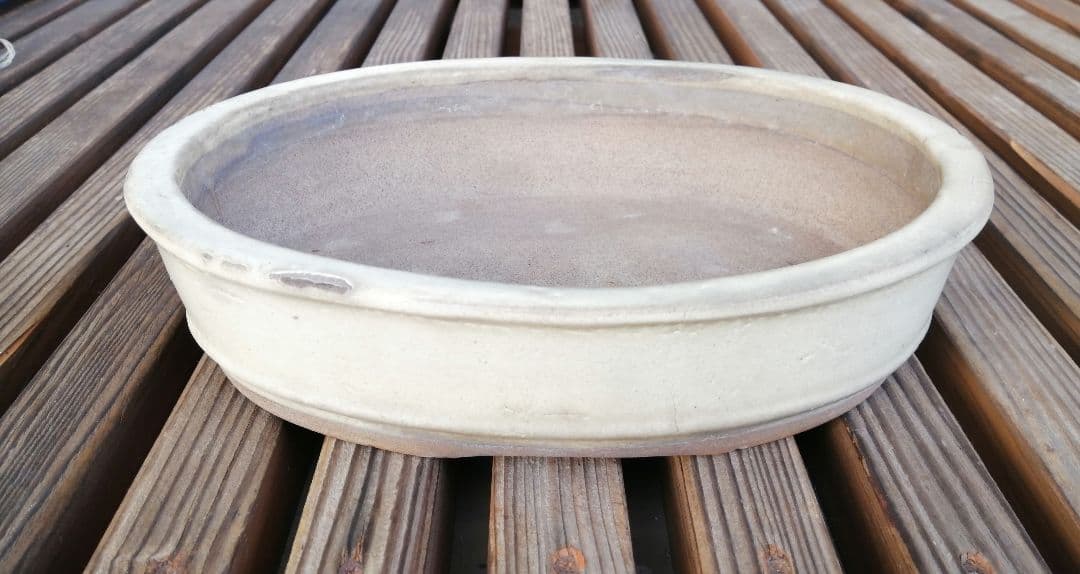 時代　紅端焼　楕円形　盆栽鉢　希少品