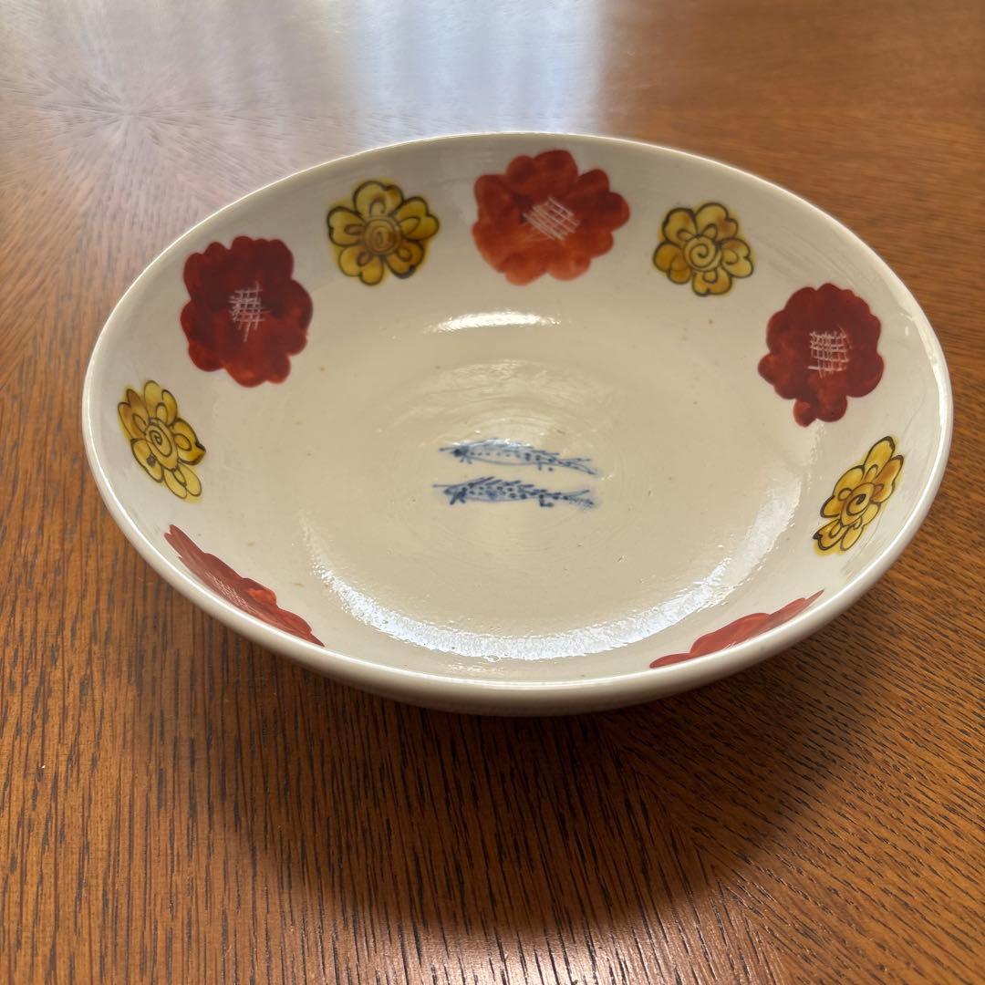 正木春蔵　色絵染付花双魚文　中鉢　2個セット