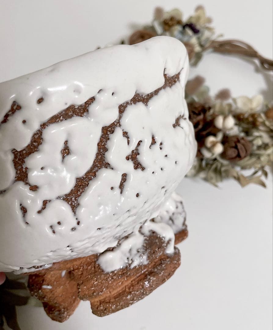 萩焼　山根清玩　鬼萩　割高台　新品　光彩庵　抹茶碗　陶器　茶器　茶道