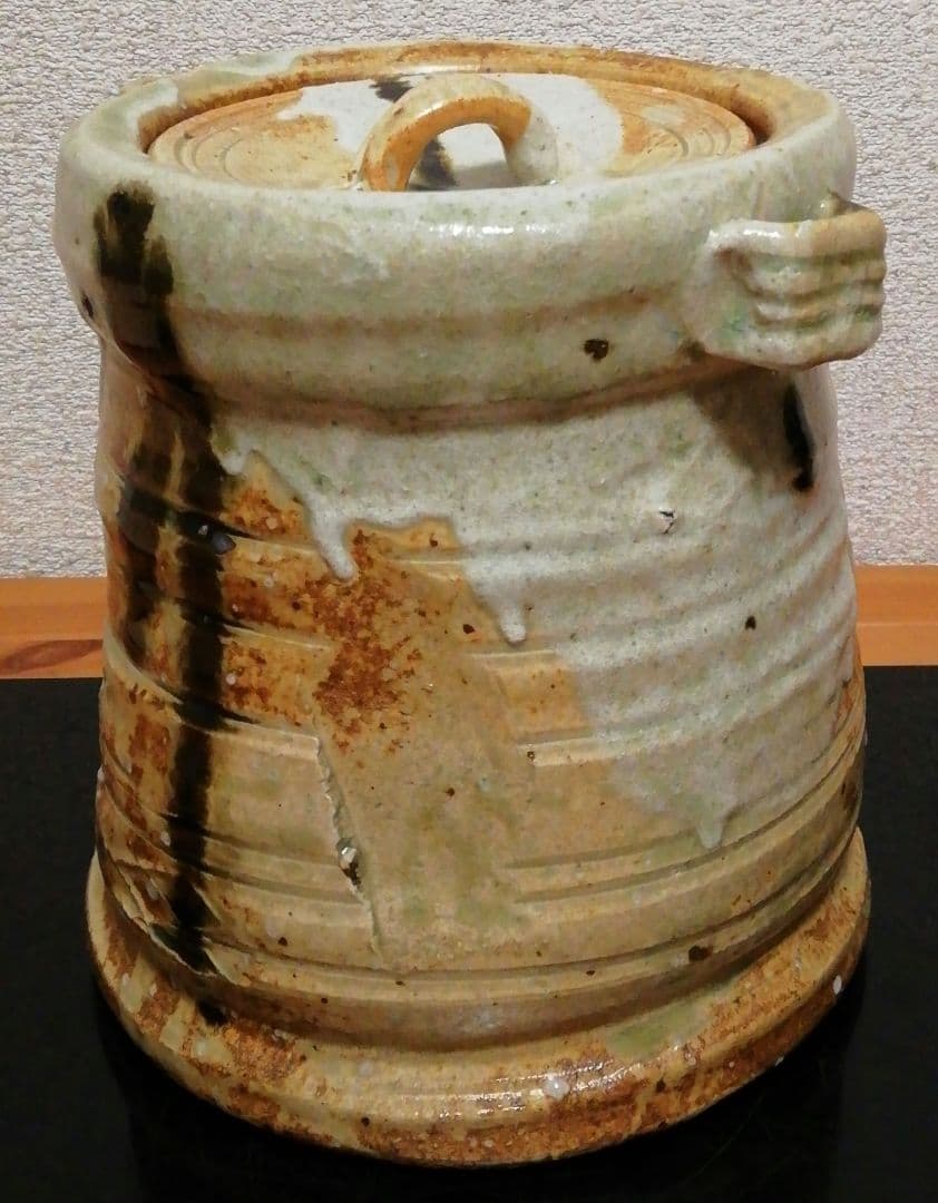 佐治光寿作　美濃　伊賀　水指　共箱　茶道具