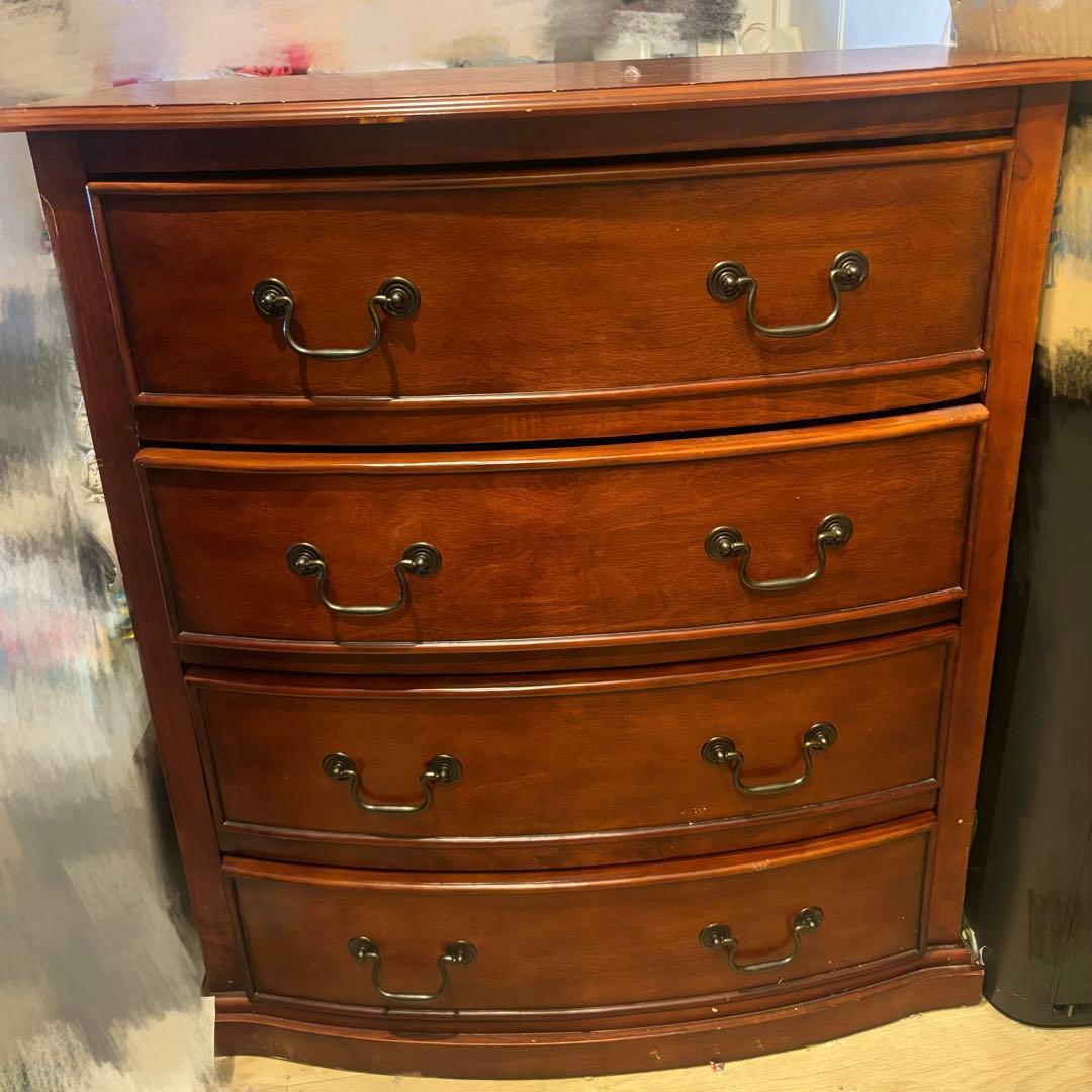 イギリス　アンティーク　４段チェスト　タンス　収