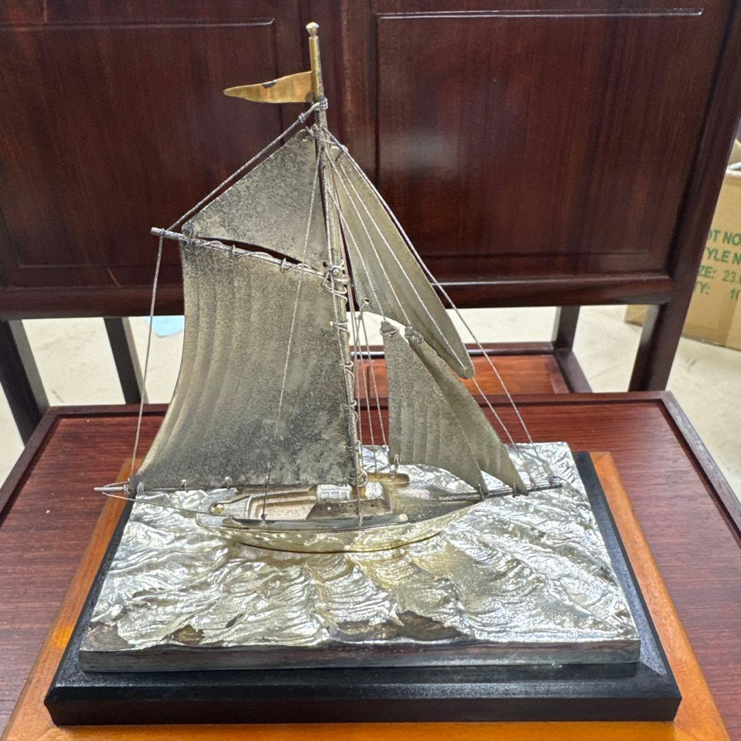 銀製 950 ヨットガラスケース入り