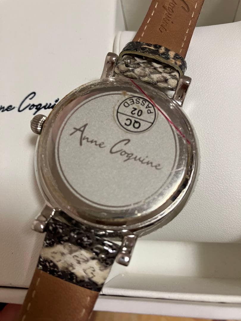 【美品】Anne Coquine パイソン柄ミニクロスウォッチ バングルセット