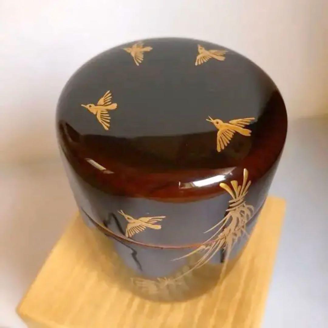 茶入れ　司峰作　稲穂雀蒔絵 茶道具 期間限定割引中