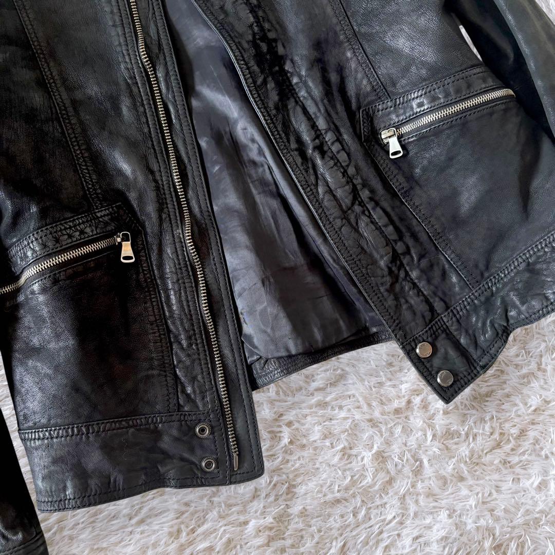 ZARA 山羊革 レザージャケット ライダース L相当 黒 ゴートスキン