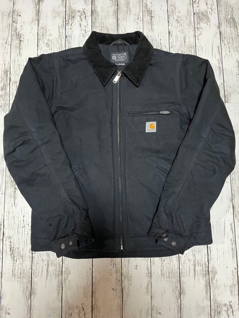 早い者勝ち ブラック デトロイトジャケット ダック地 M カーハート