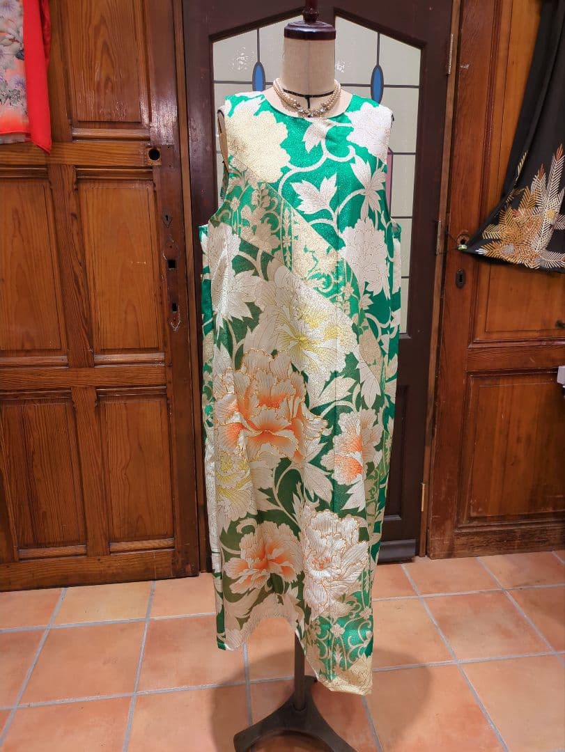 着物リメイクノースリーブワンピース＆羽織