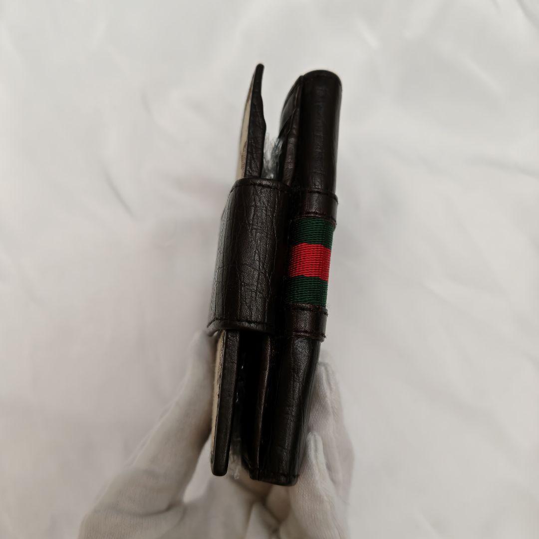 美品　GUCCI グッチ 三つ折り財布 GGキャンバス シェリーライン