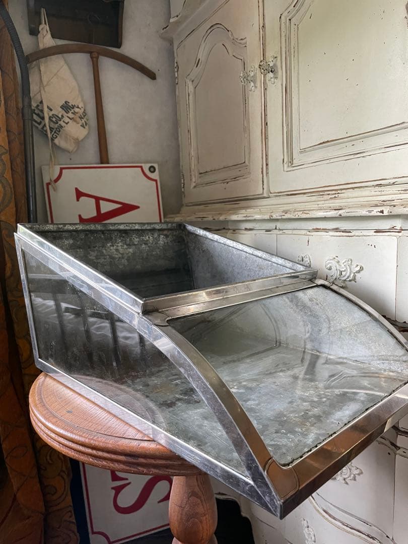 フランス　アンティーク　ディスプレイ　ショー　ケース　ガラス　ブリキ　お菓子レア