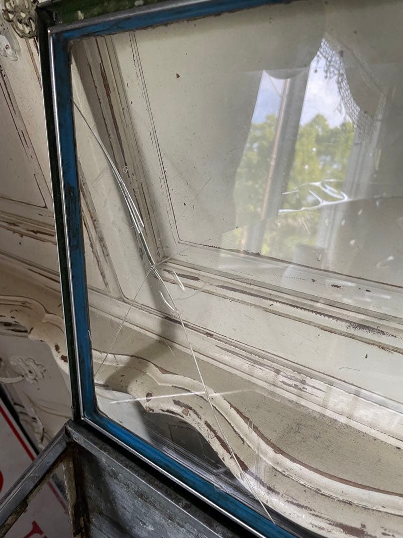 フランス　アンティーク　ディスプレイ　ショー　ケース　ガラス　ブリキ　お菓子レア