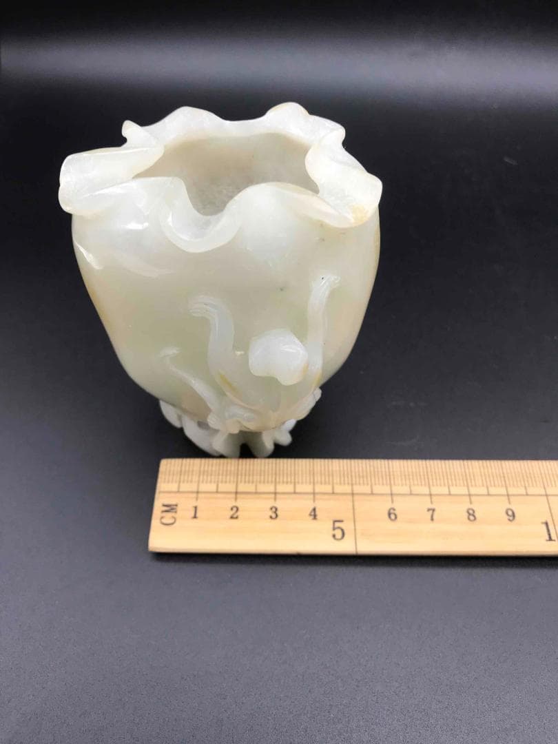 清雍正時代　和田玉 猿と神丹炉和田玉彫り　白玉　古玉石　珍品(F-12)