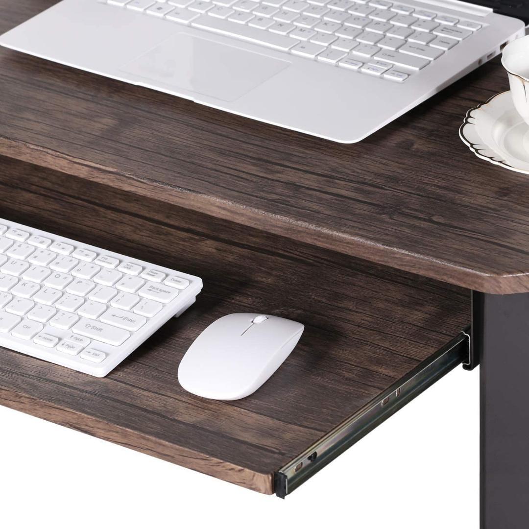 コンパクトデザインの頑丈な三角デスク - ラックとキーボードトレイ付き、A4対応