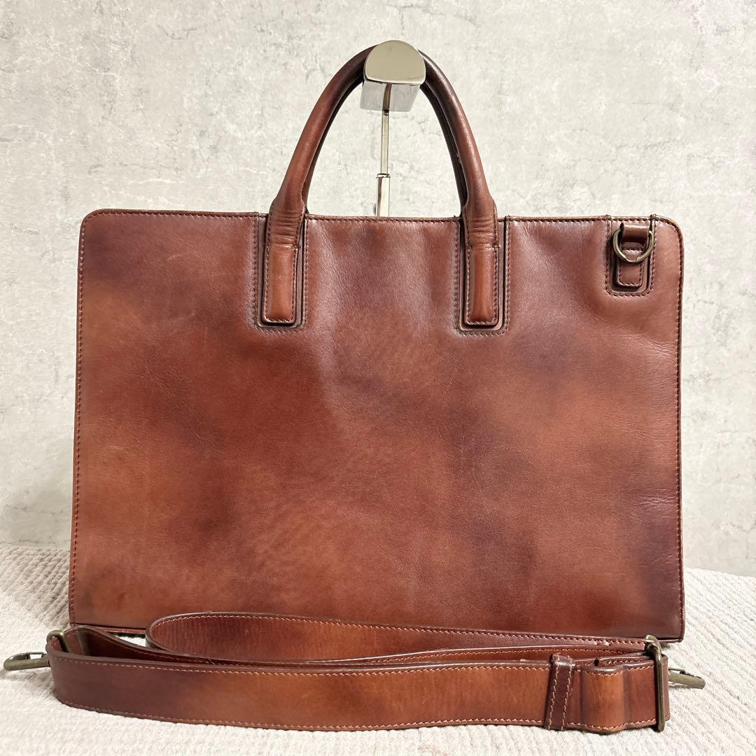 マザーハウス ビジネスバッグ 2way アンティーク レザー ブラウン