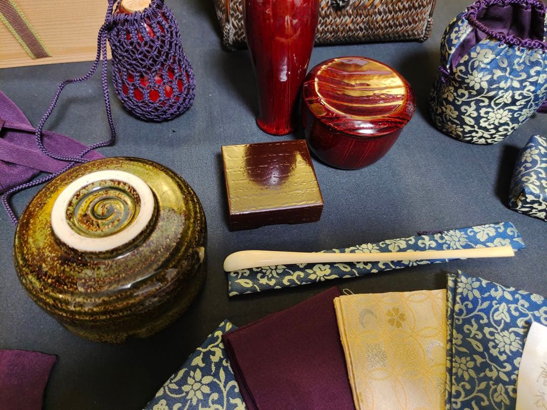 島田竹宝斎　竹工芸作家　竹編御所籠一式揃　茶箱　高級茶籠　茶道具　点前道具　共箱