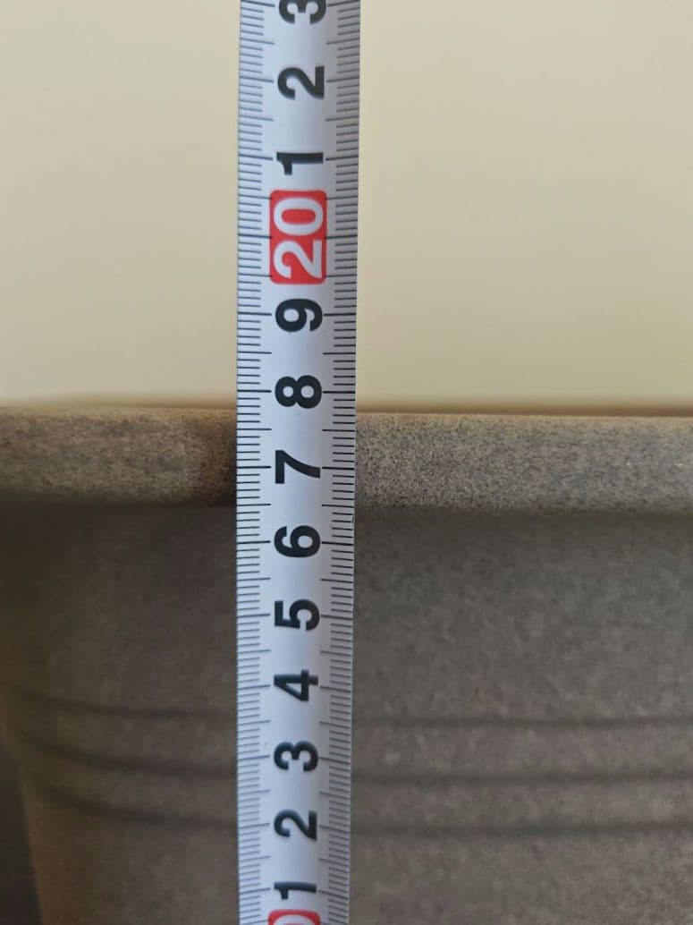 陶器製黄土色盆栽鉢　長方形　大型 約47.5cm×35.5cm×18cm 落款