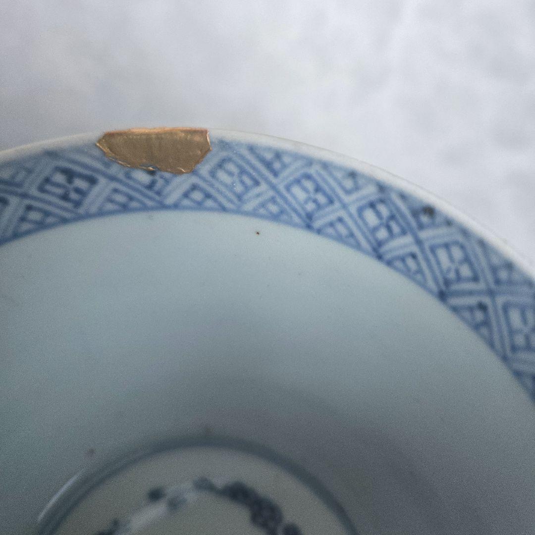 大ぶり　古伊万里　染付　蛸唐草　猪口　蕎麦猪口　骨董　アンティーク　江戸時代