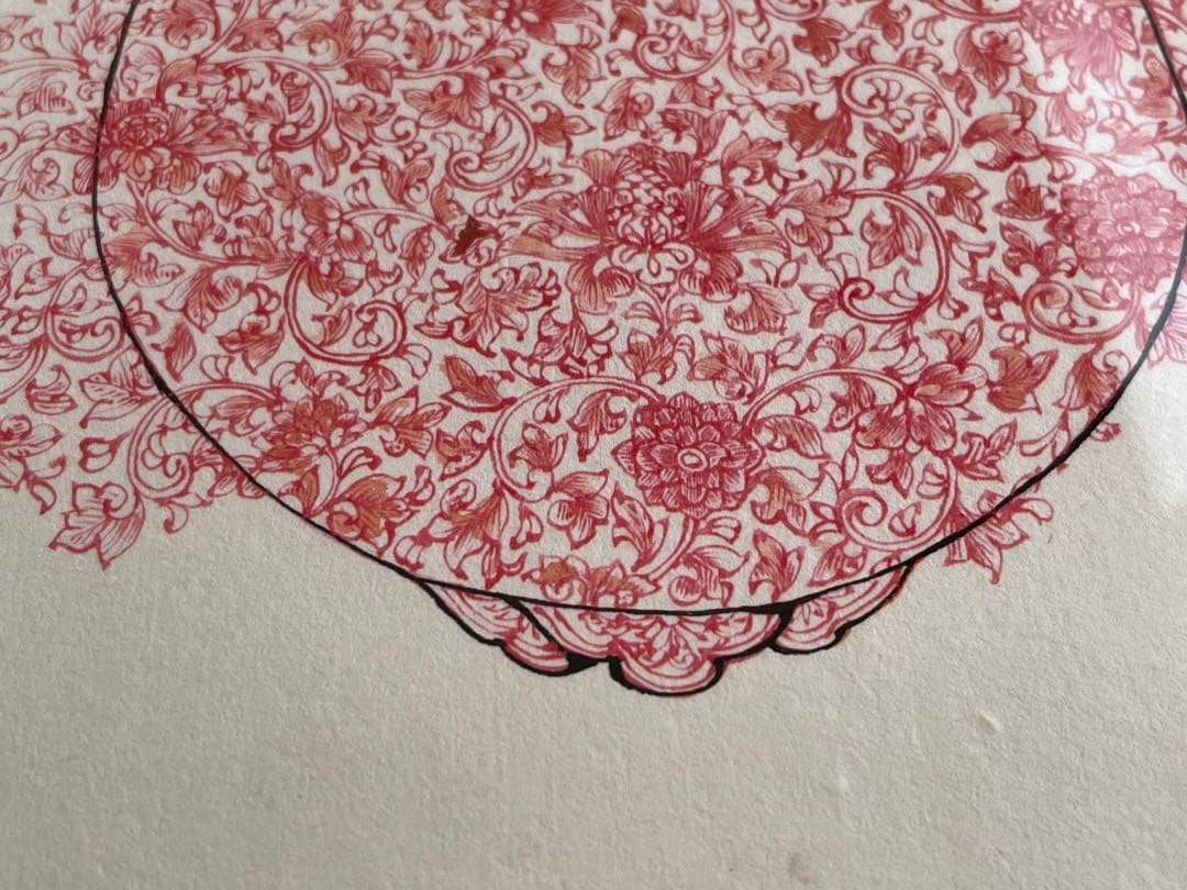 陶芸家　葉山有樹　直筆　肉筆　水彩　細密絵　細密画　赤絵　香炉　下絵　図案　額入