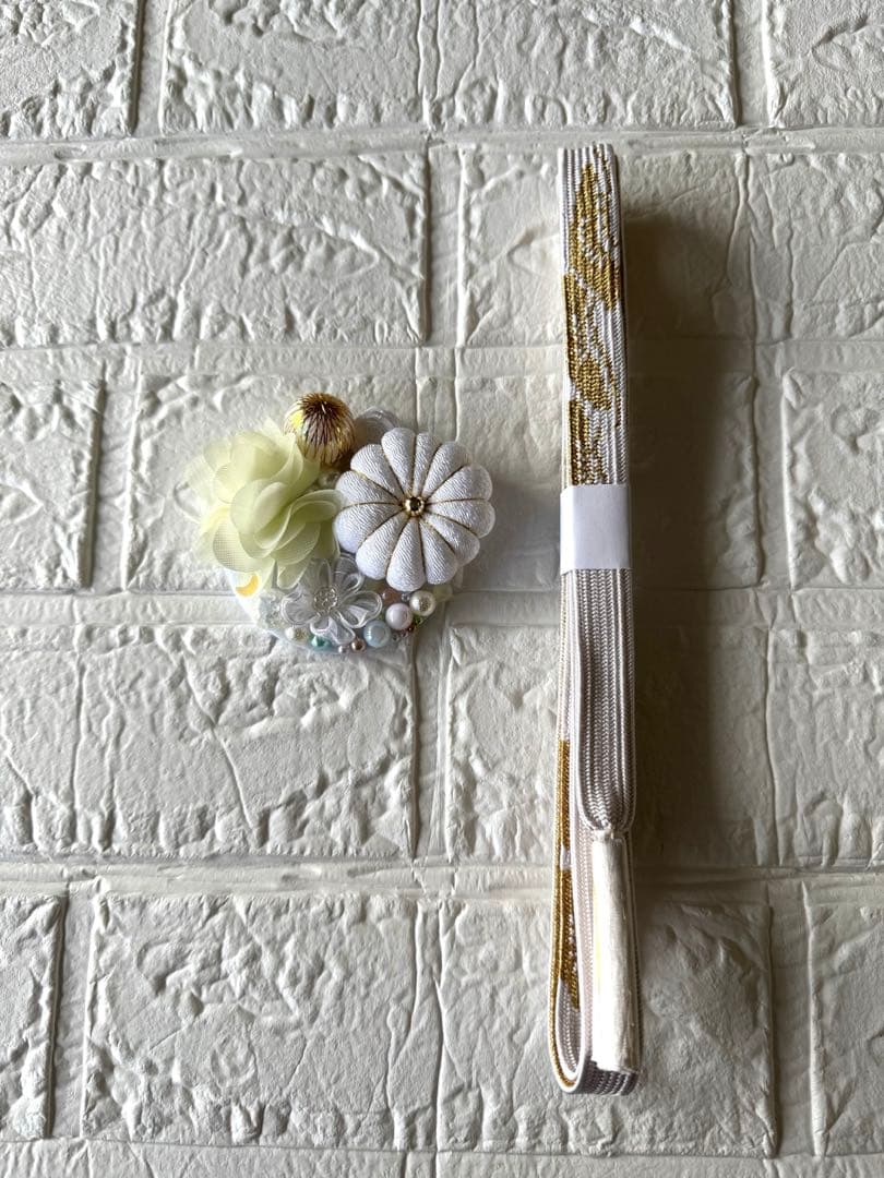 成人式　振袖　正絹帯揚げ　正絹帯締め　パール重ね衿　フリル付きレース半衿　お飾り