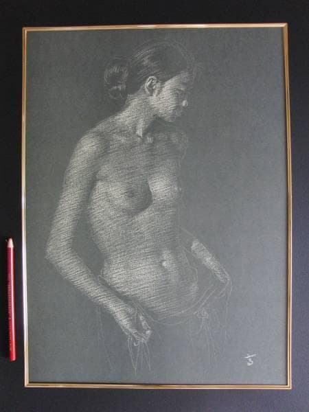 高塚省吾、裸婦、希少限定大判額装用画集より、高級額装付