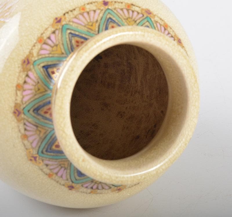 薩摩焼　串木野窯　花鳥文　花瓶　V　R4212